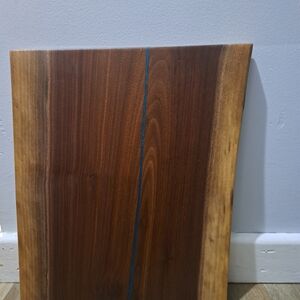 Handcrafted Wooden Cutting Board with Blue Accent